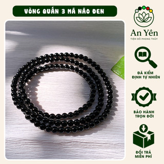  Vòng tay quấn 3 mã não đen tự nhiên An Yên Vòng đá phong thủy may mắn bình an tài lộc 