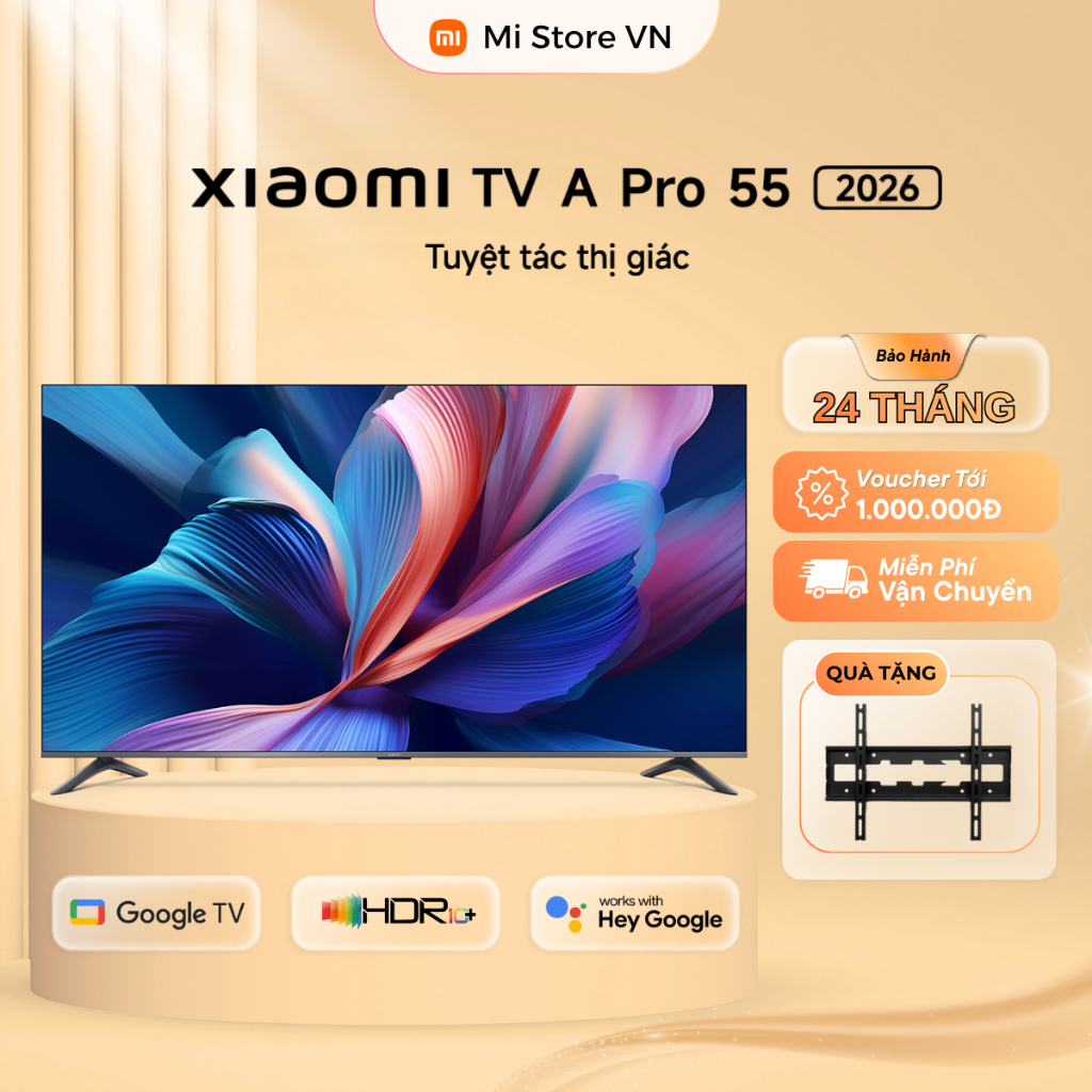 Smart Tivi Xiaomi A Pro 55 Inch Google TV 4K QLED 2026, Có Tiếng Việt - Bảo Hành 24 Tháng Chính Hãng
