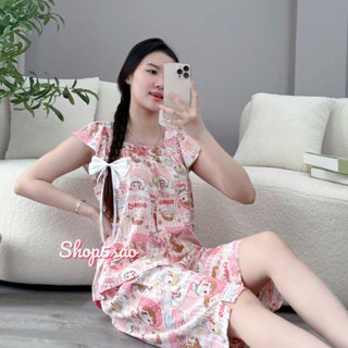  Đồ tole nữ đồ bộ lanh mặc nhà áo cánh tiên cổ vuông quần lửng  43-75kg  cao cấp - SHOP5SAO 