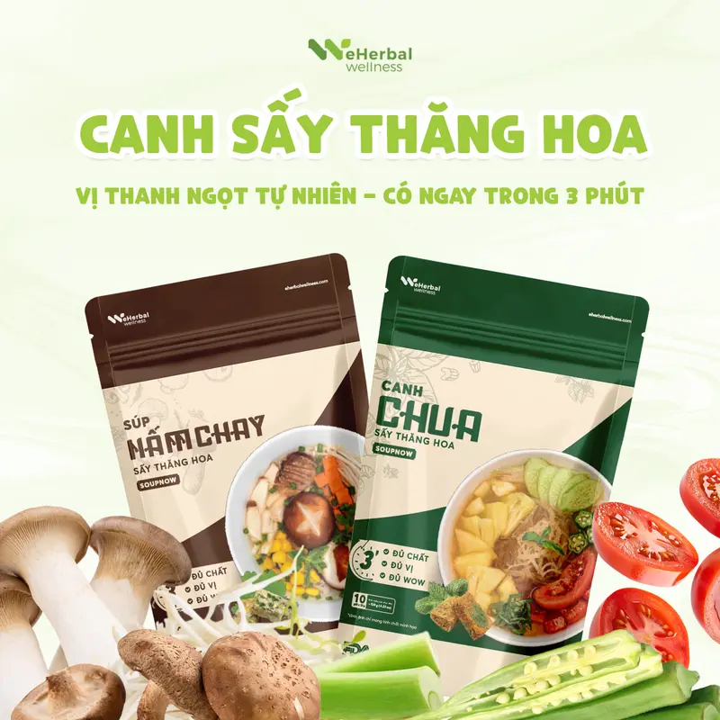[MUA 2 TẶNG 1] Canh Súp Ăn Liền Eherbal Wellness | Canh Chua Chay, Canh Cải Thịt, Canh Mồng Tơi, Súp