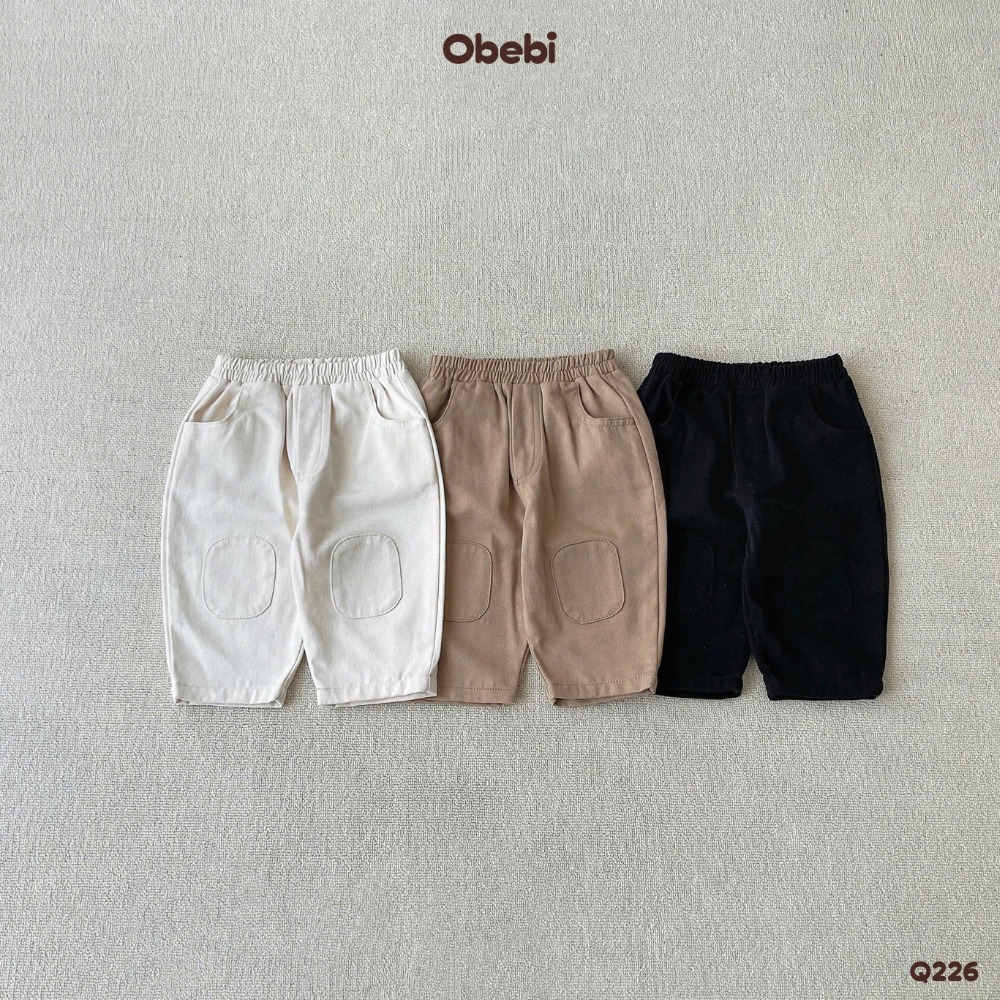  Quần Kaki Đáp Gối  Obebi Thời Trang Hè Thoải Mái Cho Bé Trai Bé Gái từ 8kg - 23kg Q226.2 