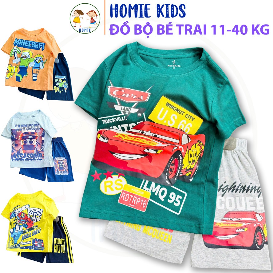 Đồ bộ bé trai size đại set quần áo thun cotton cho bé 11-40 kg mặc mát in hình siêu nhân capybara la