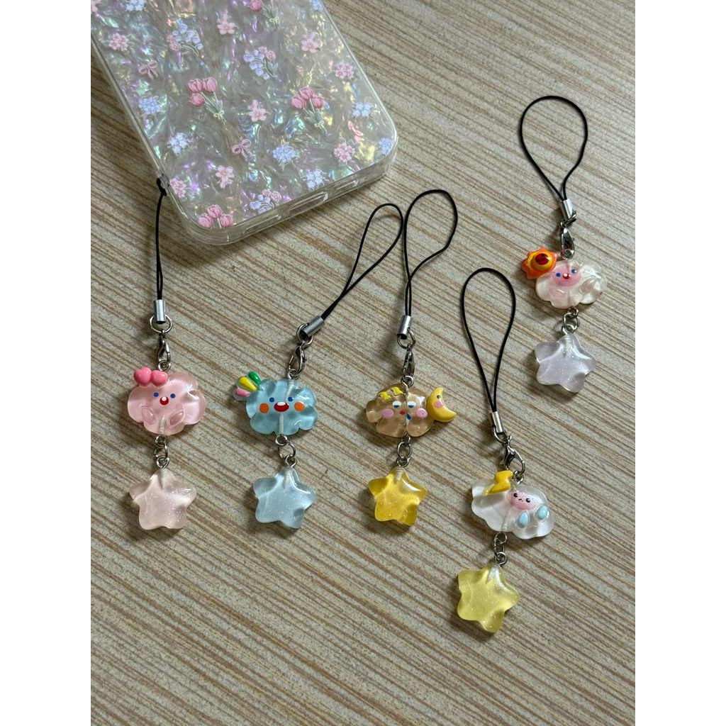 mốc treo trang trí xỏ ốp điện thoại hình đám mây nhỏ đáng yêu