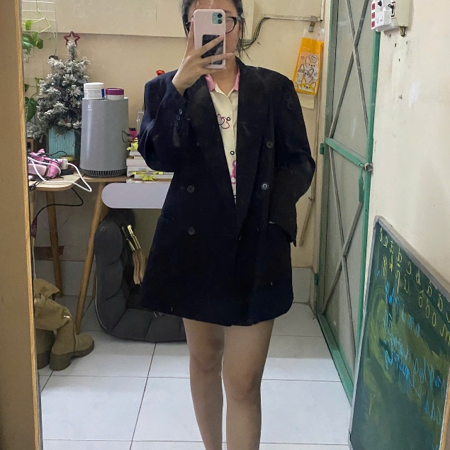 blazer đen kẻ sọc  blazer nữ họa tiết kẻ