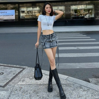  Chân Váy Ngắn Túi Hộp Y2K Denim Cạp Trễ Chân Váy Jean Ôm Túi Hộp Có Lót Quần 3 Màu GuZ.CLUB - M1 