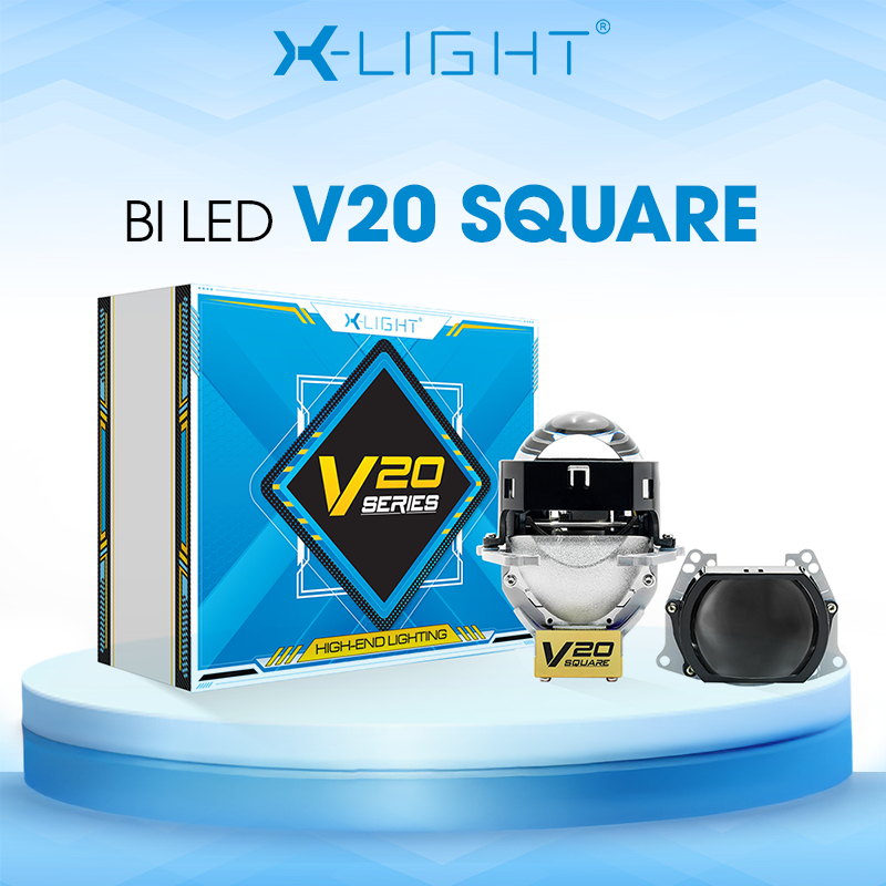 Bi LED X-Light V20 Square lens vuông lắp cho xe chóa đèn hẹp - Bảo hành 3 năm chính hãng X-Light Việ