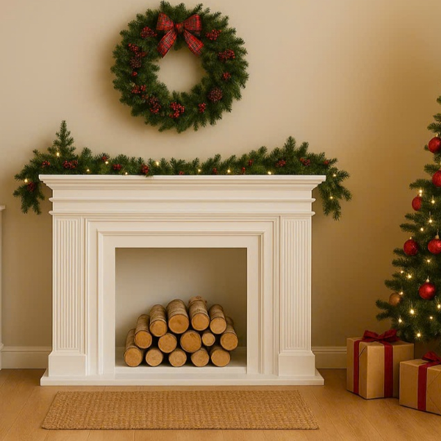 Kệ lò sưởi trang trí giáng sinh - noel phong cách Bắc Âu, phù hợp với mọi không gian - KLS12