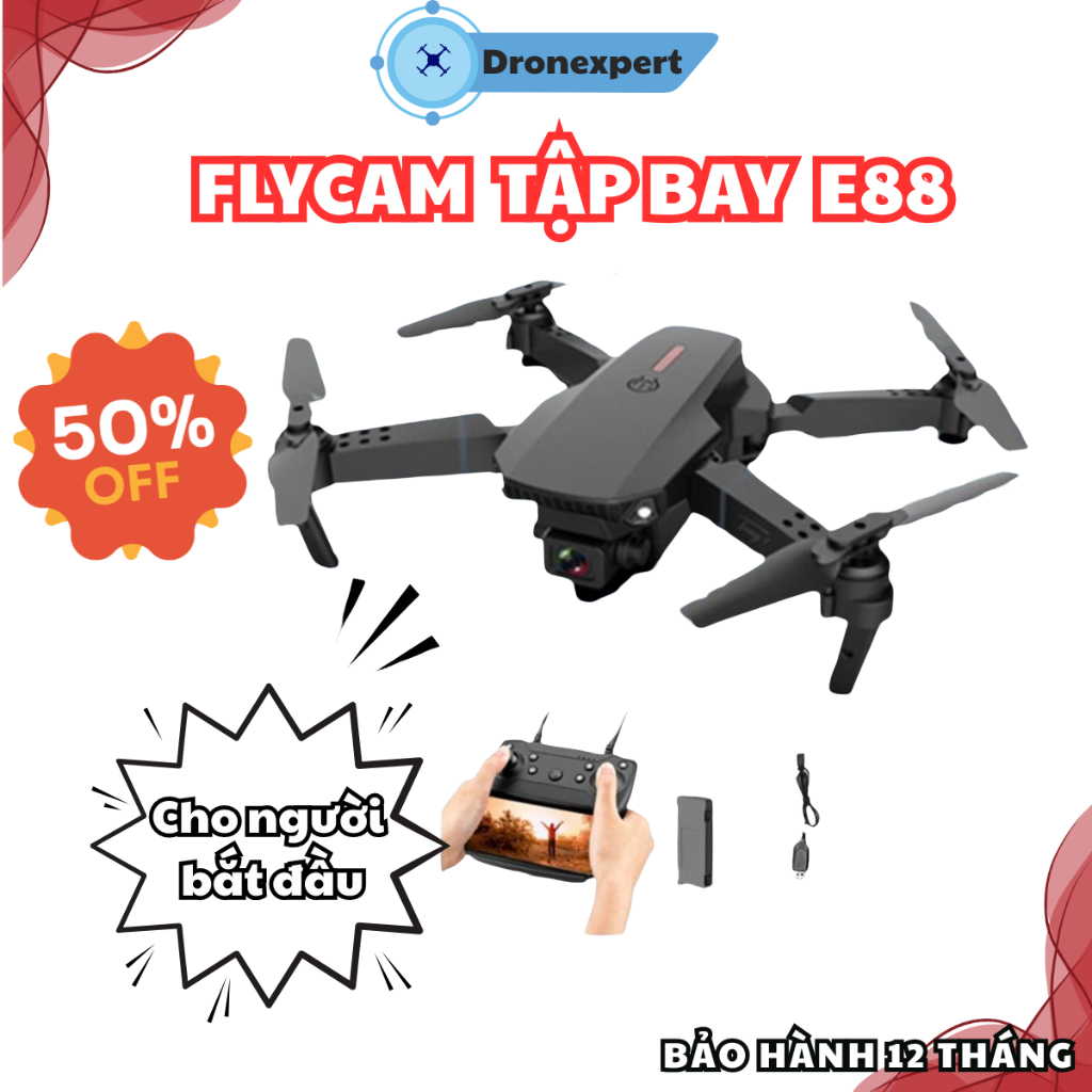 Flaycam mini giá rẻ E88 Pro Max, Máy bay điều khiển Bản nâng cấp mới nhất, Flycam siêu sáng