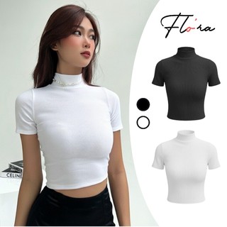  Áo Croptop TAY NGẮN CỔ LỌ Chất Thun Gân Kiểu Trơn Sexy CR78 Áo Thun Croptop Nữ Ôm Body Flo'ra 