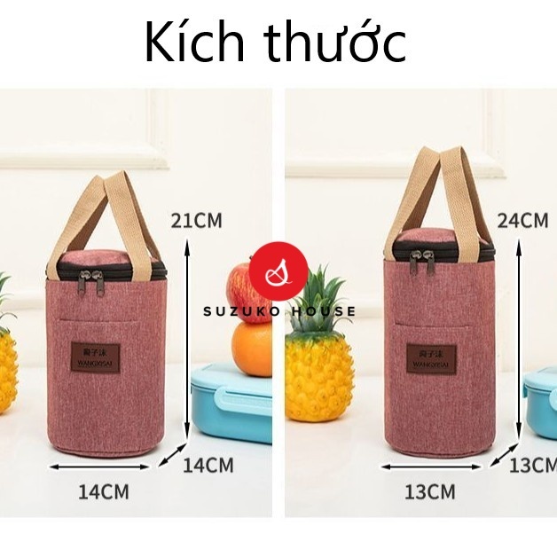 Túi đựng bình nước giữ nhiệt lót bạc SUZUKO HOUSE, giỏ đựng cốc ly xách cầm tay mang đi văn phòng cafe TB04 | BigBuy360 - bigbuy360.vn