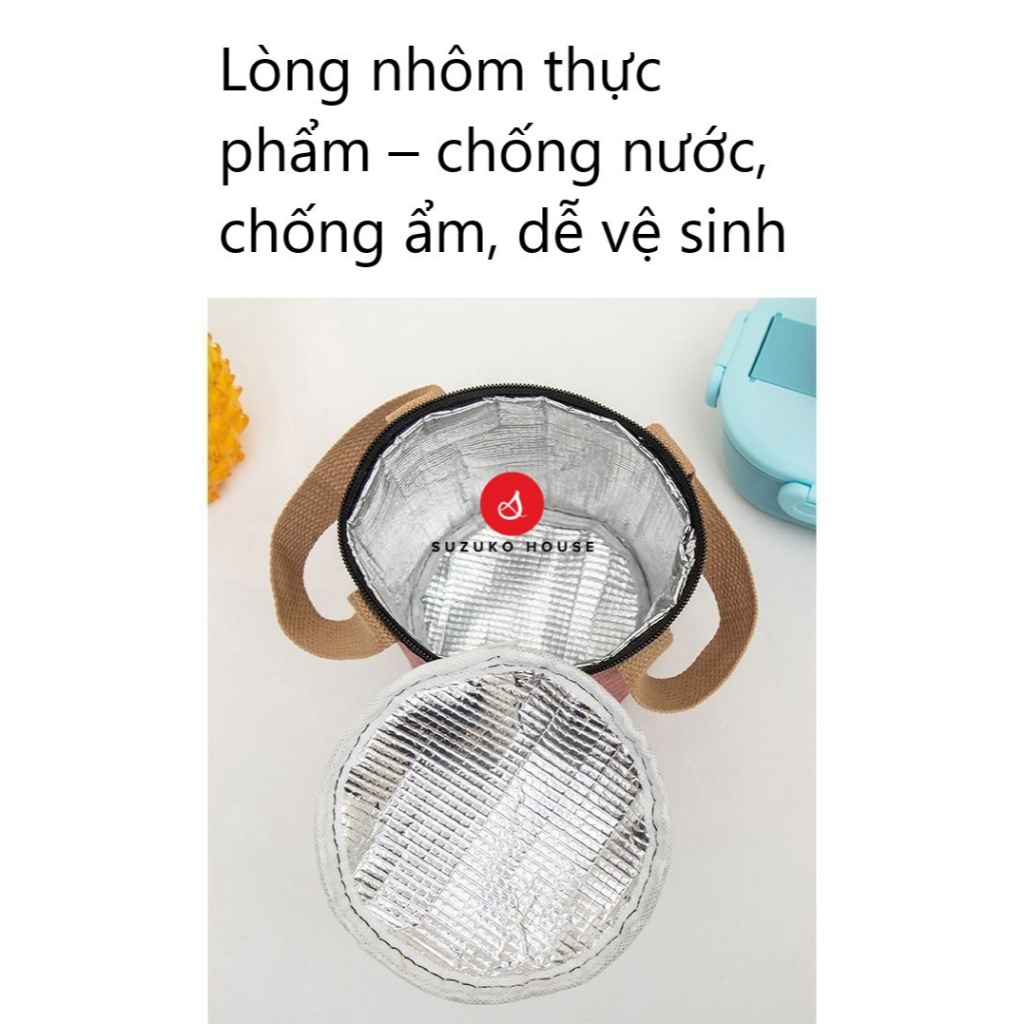 Túi đựng bình nước giữ nhiệt lót bạc SUZUKO HOUSE, giỏ đựng cốc ly xách cầm tay mang đi văn phòng cafe TB04 | BigBuy360 - bigbuy360.vn