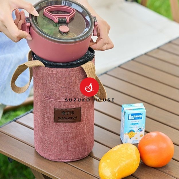 Túi đựng bình nước giữ nhiệt lót bạc SUZUKO HOUSE, giỏ đựng cốc ly xách cầm tay mang đi văn phòng cafe TB04 | BigBuy360 - bigbuy360.vn