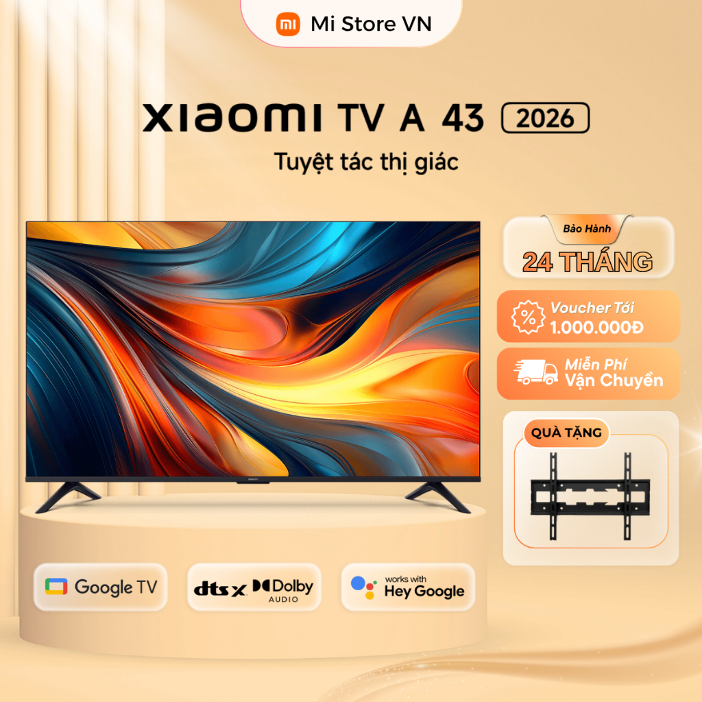 Smart Tivi Xiaomi A 43 Inch Google TV 4K 2026, Có Tiếng Việt - Bảo Hành 24 Tháng Chính Hãng