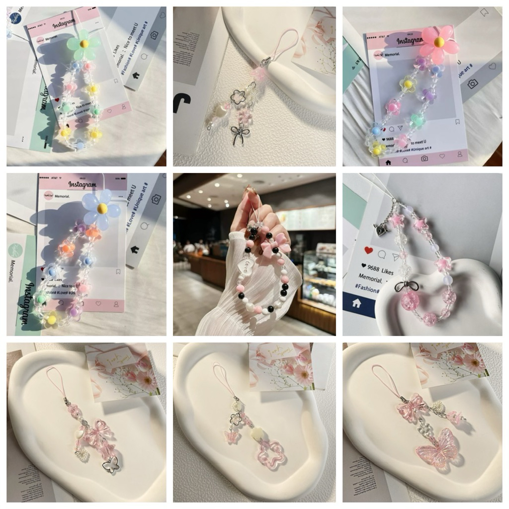 mốc treo trang trí xỏ ốp điện thoại nhiều màu sắc hình dễ thương sẵn dây treo tiện dụng