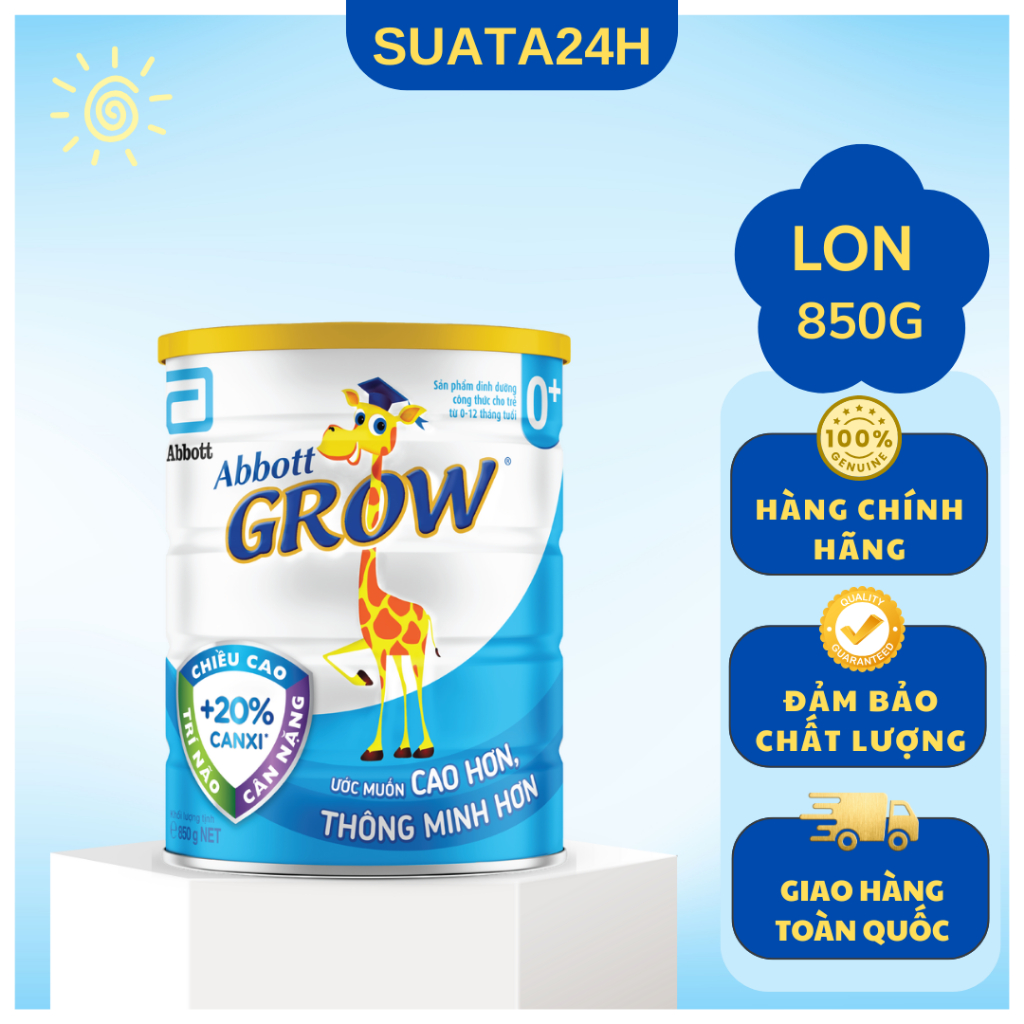 Sữa bột Abbott Grow 0+ 850g hỗ trợ phát triển toàn diện cho trẻ 0-12 tháng