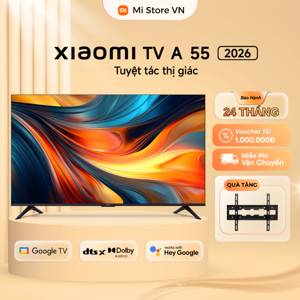 Smart Tivi Xiaomi A 55 Inch Google TV 4K 2026, Có Tiếng Việt - Bảo Hành 24 Tháng Chính Hãng
