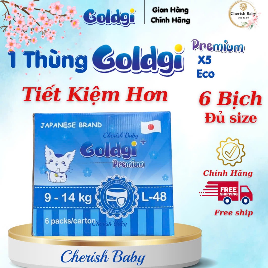 1 Thùng (6bịch) Bỉm/Tã Quần Goldgi,Bỉm/Tã Dán Goldgi Cao Cấp/X5/Eco đủ size