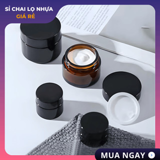  Hũ Thủy Tinh Nâu Nắp Đen 5G - 100G Dùng Chiết Mỹ Phẩm Đựng Kem Face Spa Cao Cấp 