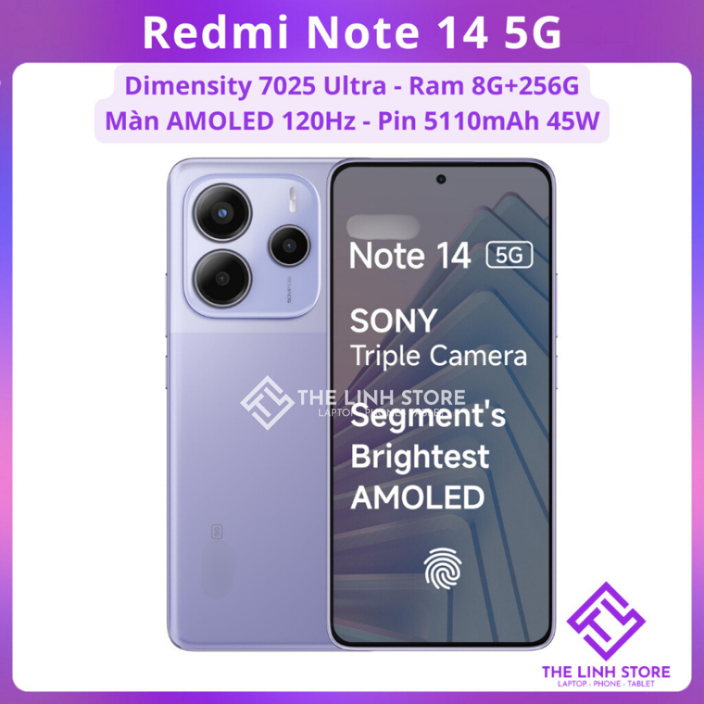 Điện thoại Xiaomi Redmi Note 14 5G Dimensity 7025 Ultra màn AMOLED 120Hz