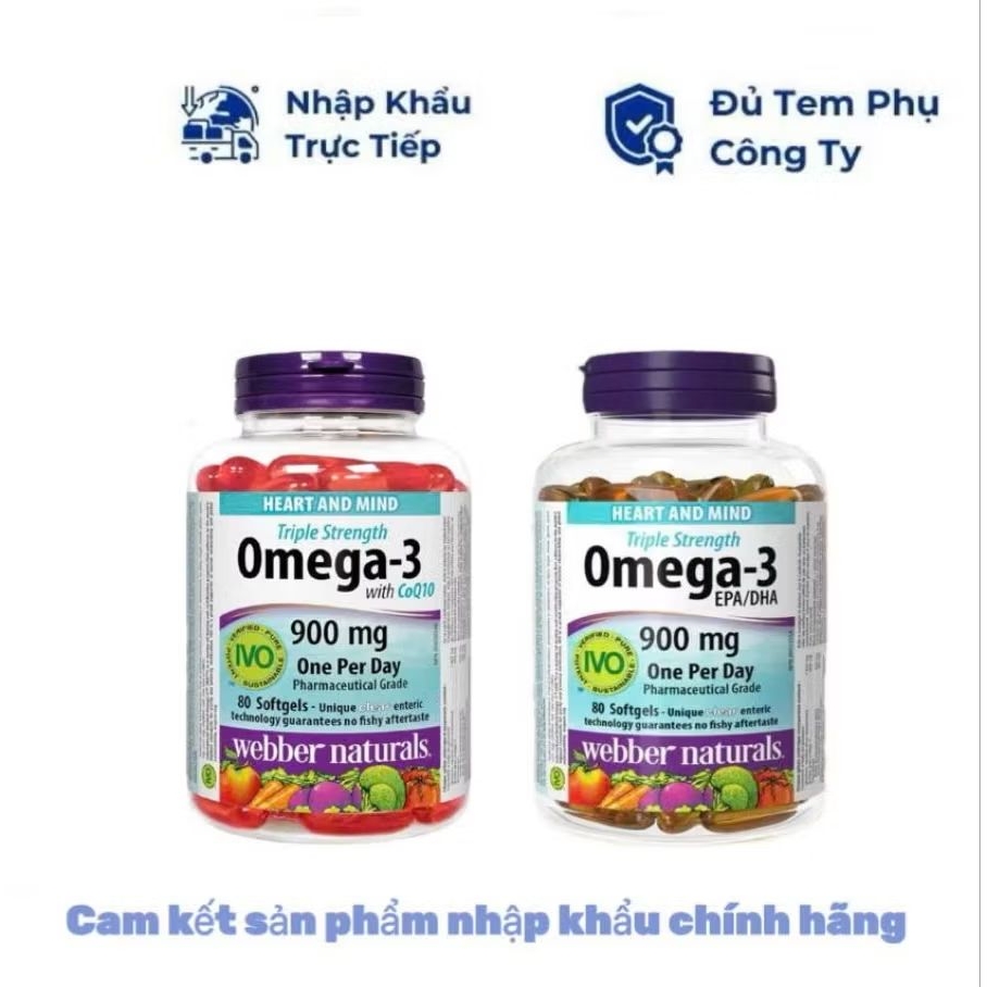Viên Uống Omega3, Viên Uống Dầu Cá Hỗ Trợ Sức Khỏe Webber Naturals Triple Strength Omega-3 / Omega-3