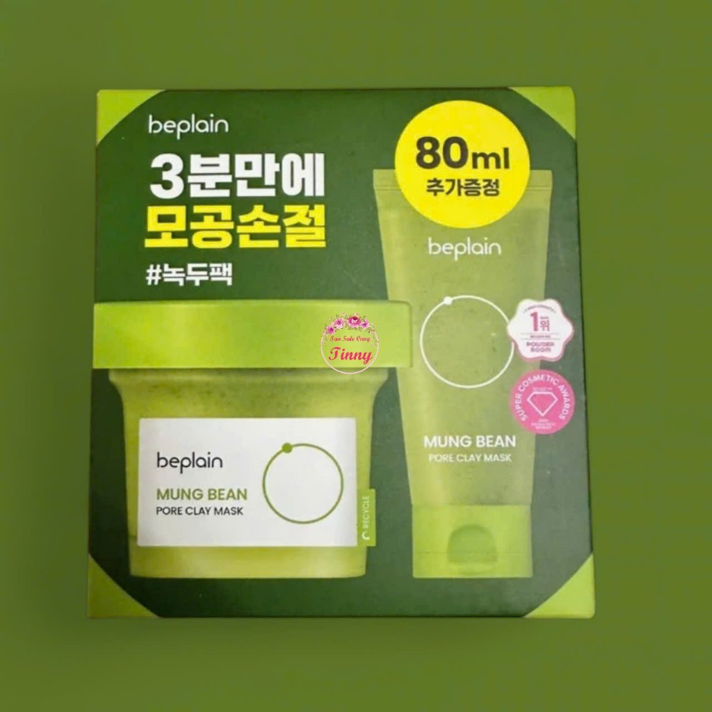 Mặt nạ đất sét Beplain chiết xuất đậu xanh se khít lỗ chân lông giảm mụn đầu đen 120+80ml