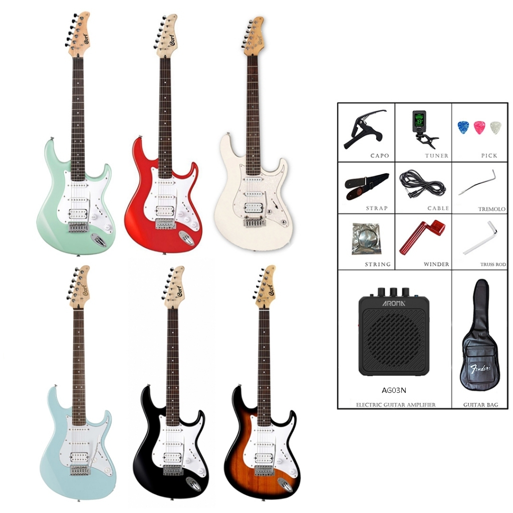 Combo Đàn Guitar Điện Cort G110 Stratocaster HSS Made In Indonesia Aroma AG03N
