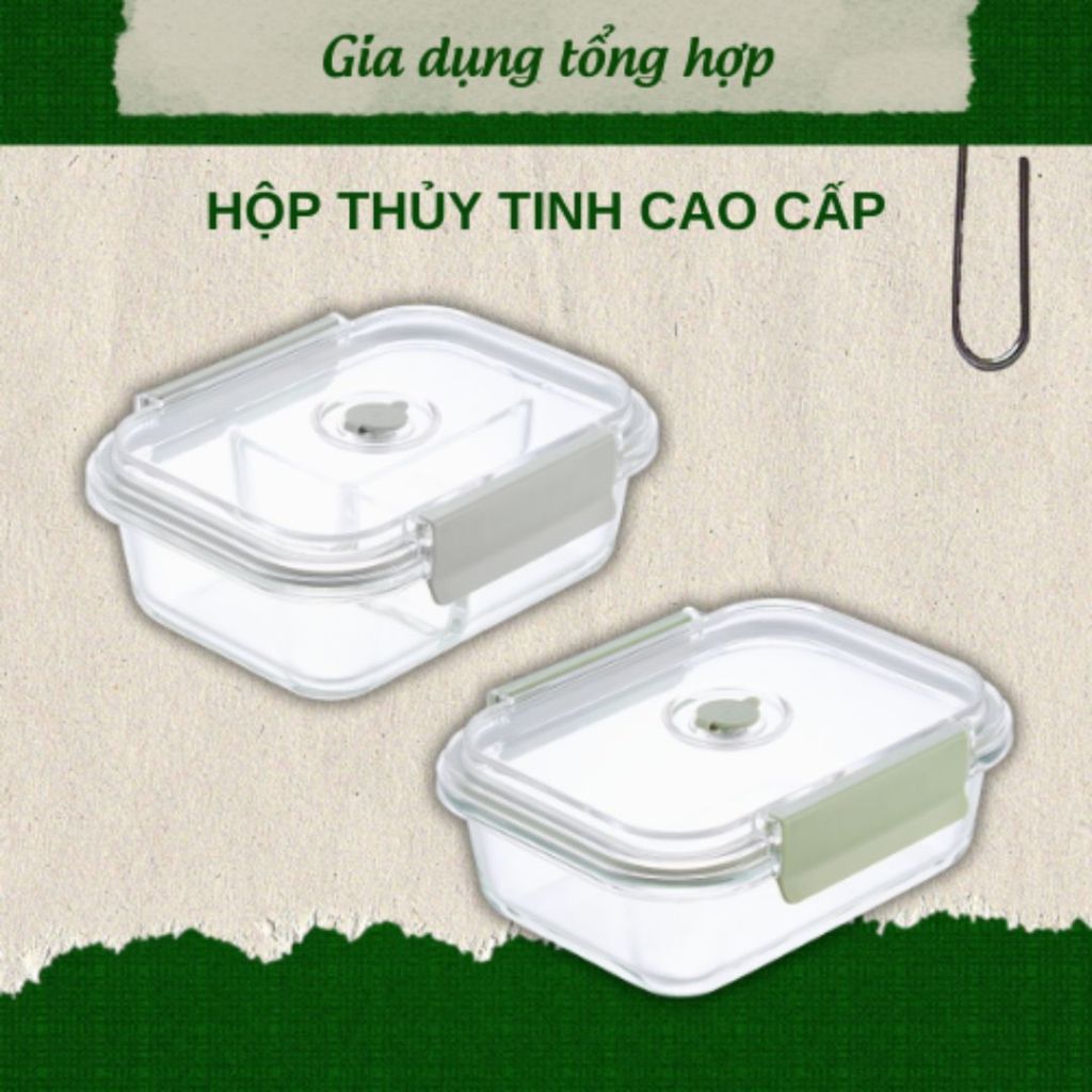 Hộp thủy tinh chịu nhiệt Inochi Nkko Valve có lỗ thoát hơi khóa cài 2 chấu. HỘP TT CHỮ NHẬT VALVE