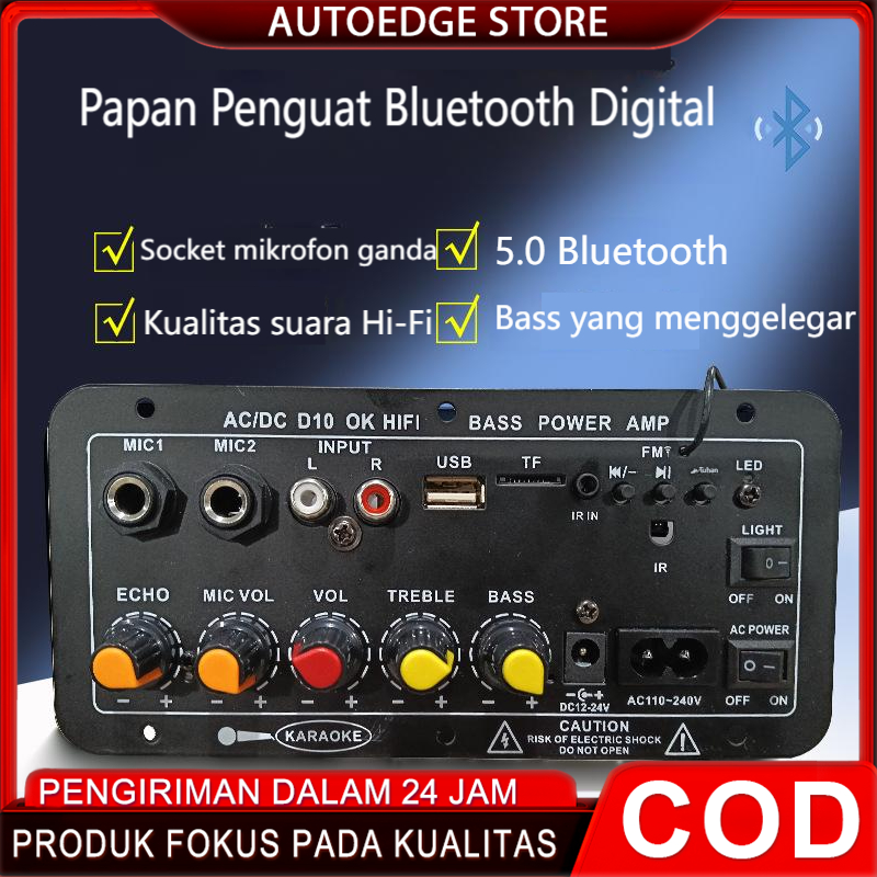 Mạch loa D10 Bluetooth 5.0 hát Karaoke công suất lớn 120w, 12V/24V/220V lắp loa kéo, chế loa