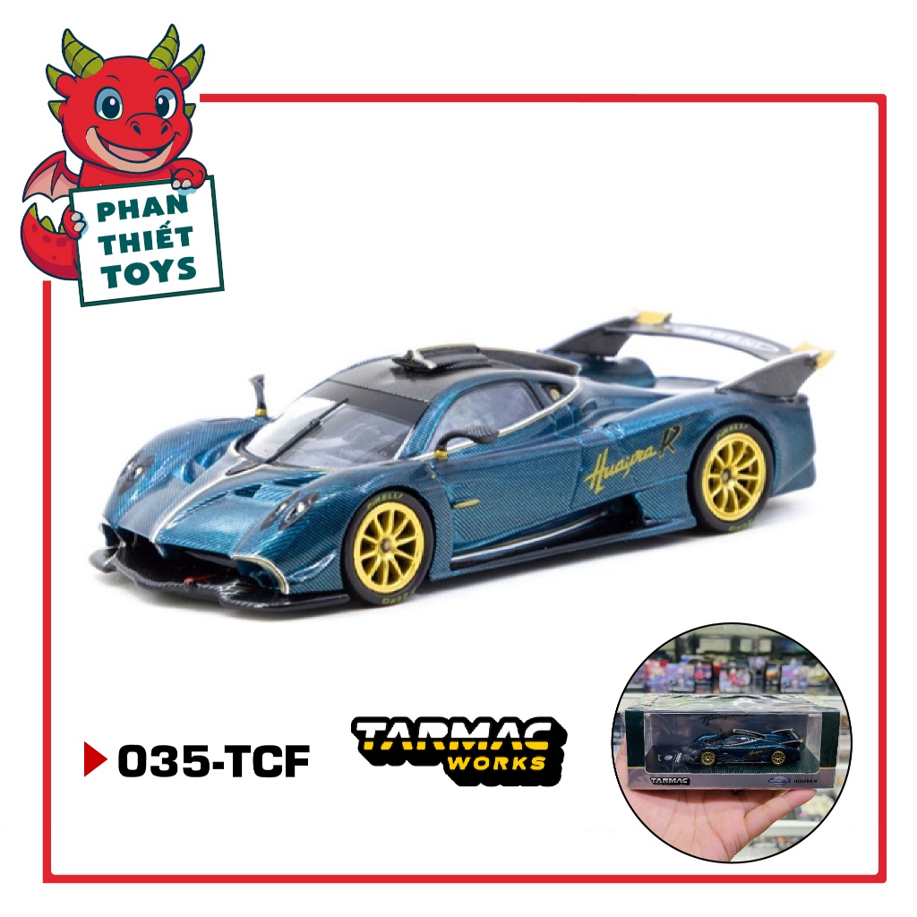 Mô hình xe Pagani Huayra R Turquoise Carbon Fiber tỉ lệ 1:64 Tarmac Works T64G-TL035-TCF