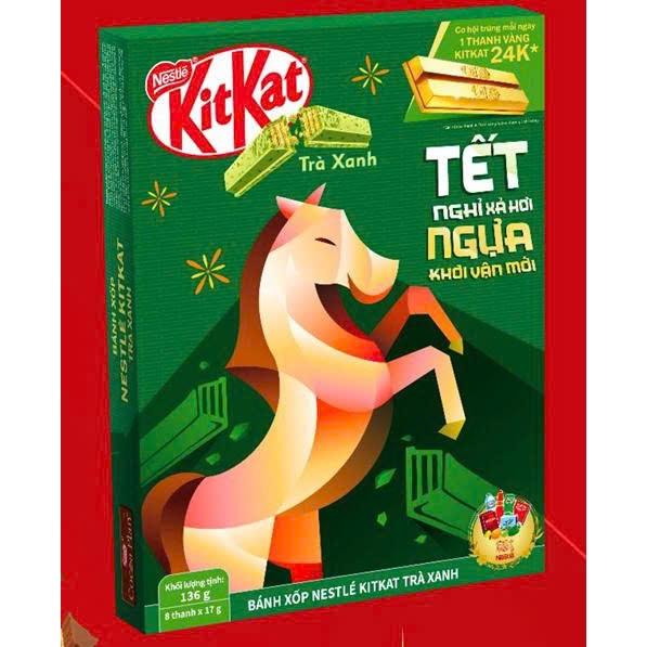 KITKAT TẾT 2026 trà xanh hộp 8 thanh 2F