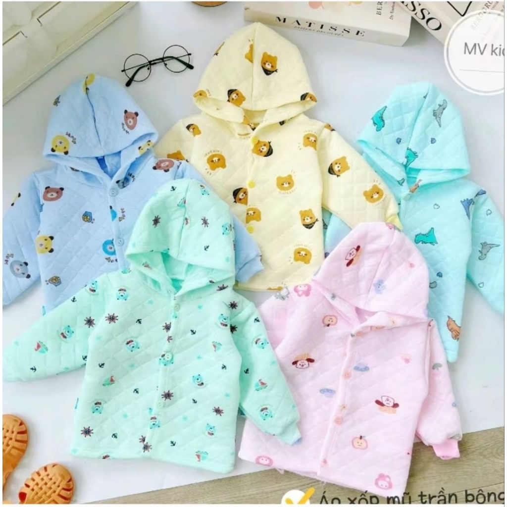 Áo trần bông có mũ cho bé 4-12kg