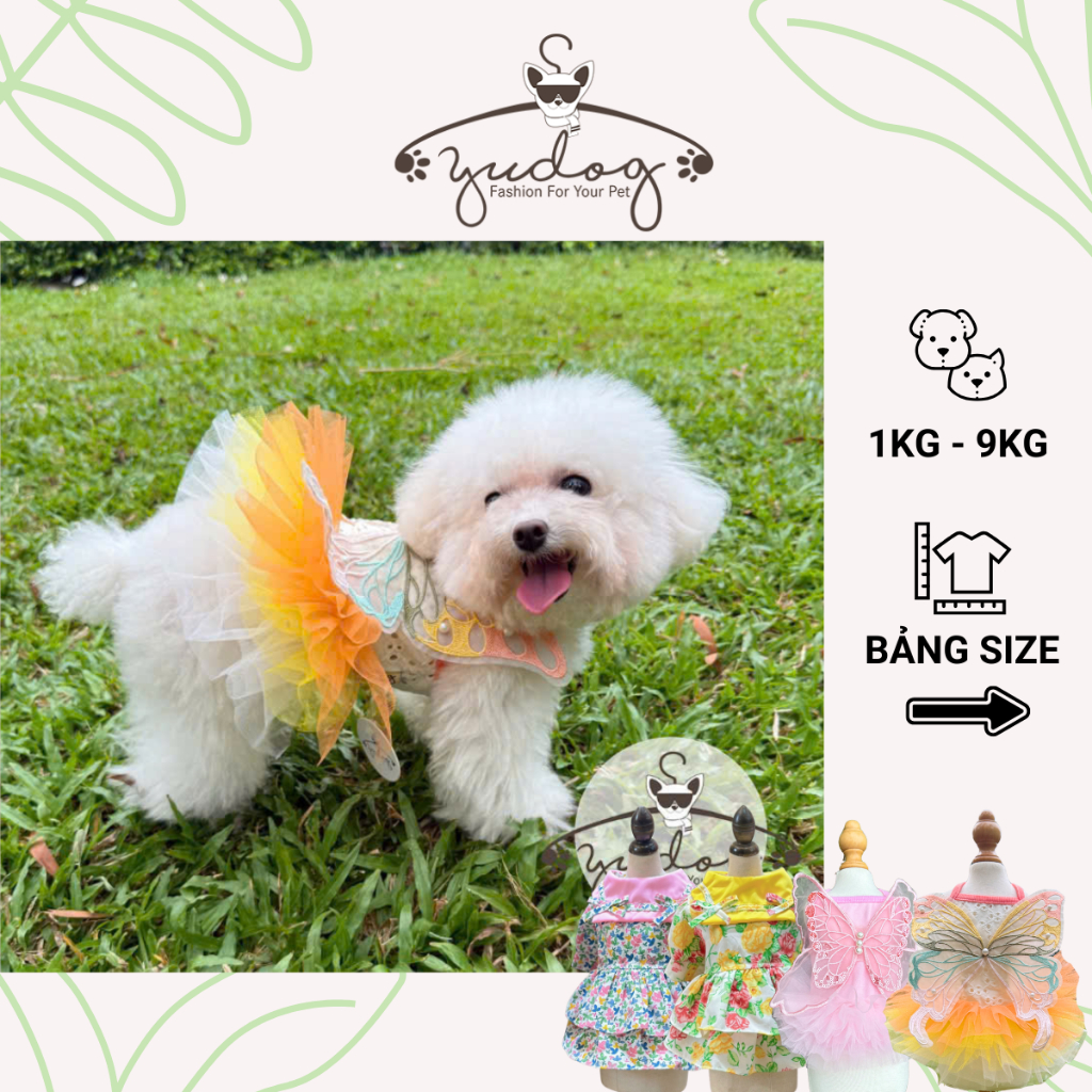 Đầm bông hoa thiết kế cho chó mèo - quần áo thời trang thú cưng chó mèo yudog