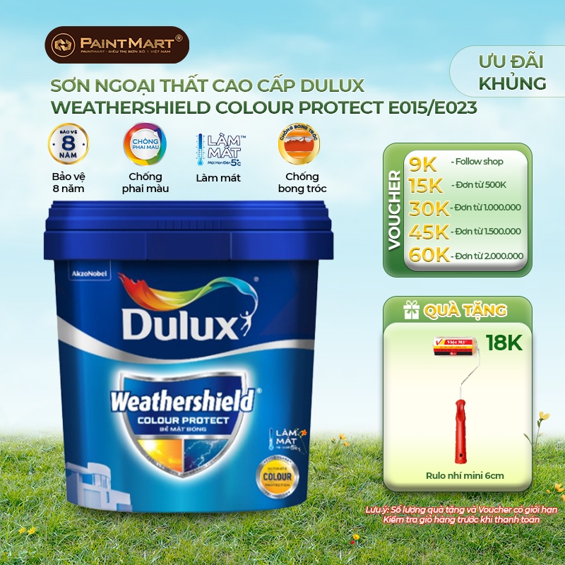 (1 LÍT) Sơn tường ngoài trời Dulux Weathershield Colour Protect chống phai màu (Sơn ngoại thất)
