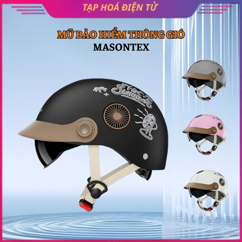 Mũ Bảo Hiểm Thời Trang Masontex Chất Liệu ABS Cao Cấp Có Quạt Gió Thoáng Khí