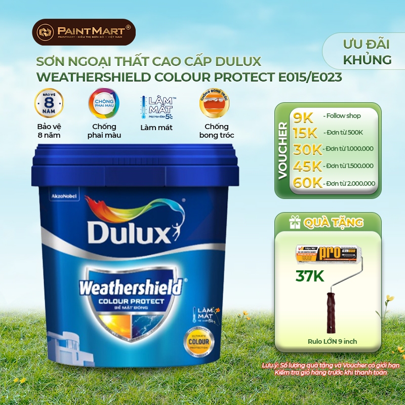 (15 LÍT) Sơn tường ngoài trời Dulux Weathershield Colour Protect chống phai màu (Sơn ngoại thất)