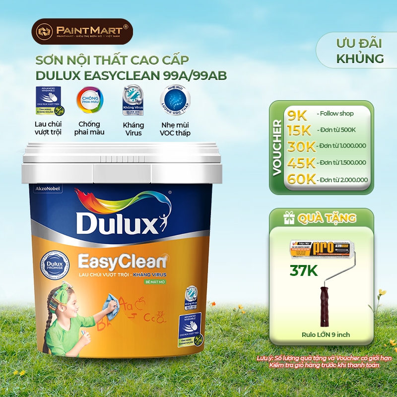 (15 lít) Sơn tường trong nhà Dulux Easyclean lau chùi vượt trội thùng 15 lít (Sơn nội thất)