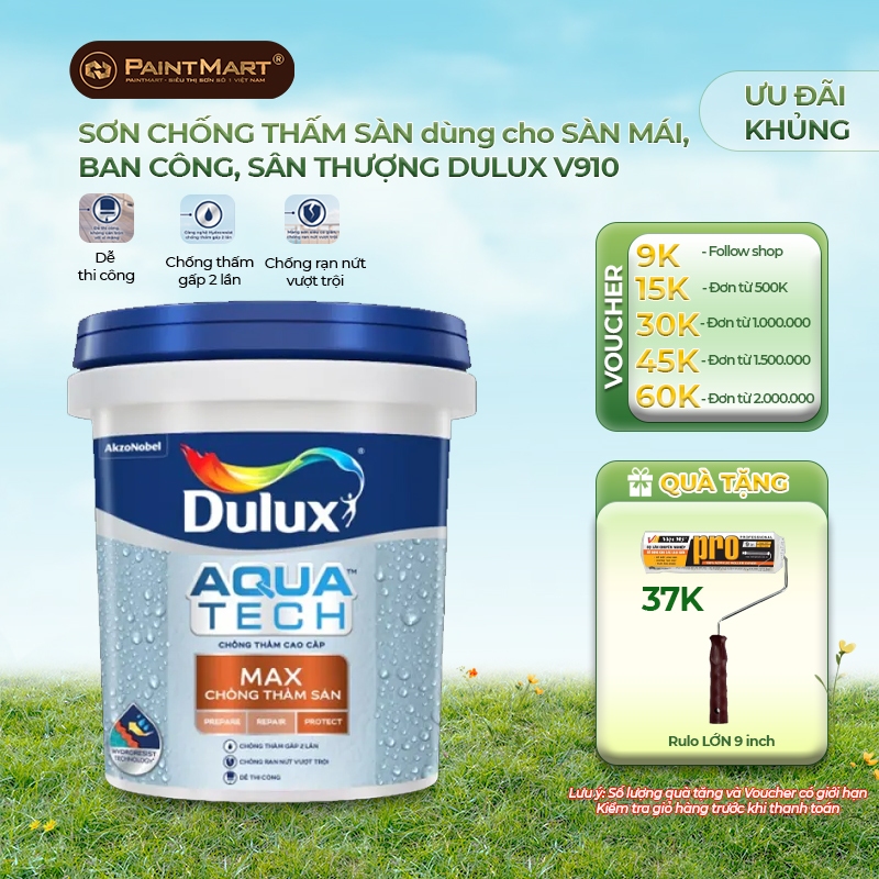 (20kg) Sơn chống thấm cho sàn mái, sân thượng, nhà tắm, sàn trước khi lát gạch Dulux Aqua Tech Max V