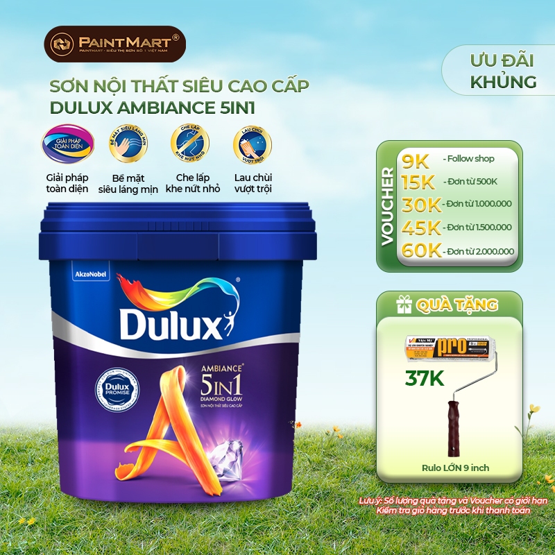 (15 LÍT) Sơn tường trong nhà Dulux Ambiance 5in1 Diamond Glow (Sơn nội thất)