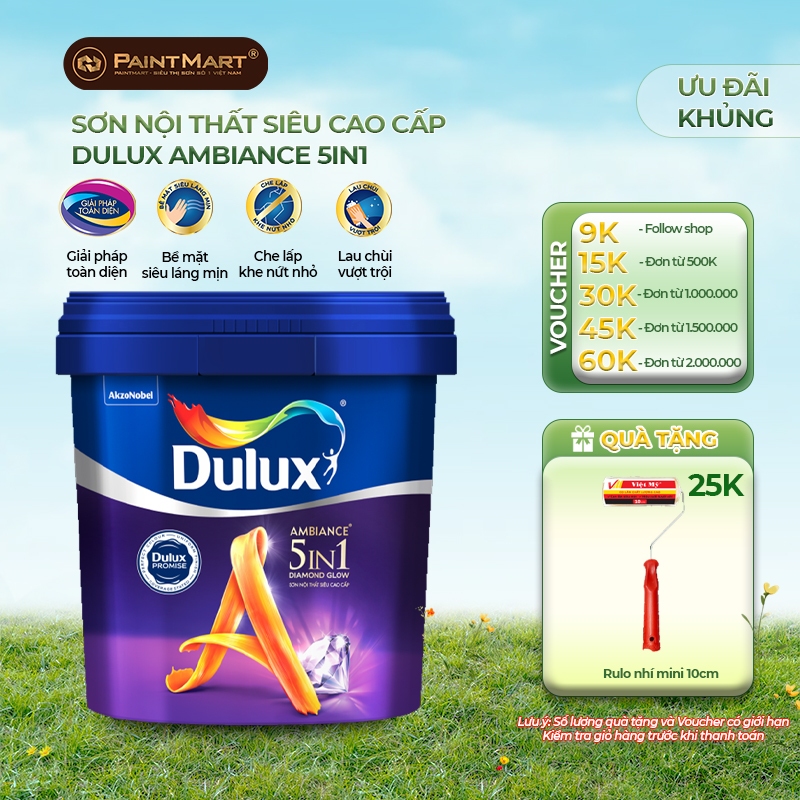(5 LÍT) Sơn tường trong nhà Dulux Ambiance 5in1 Diamond Glow (Sơn nội thất)