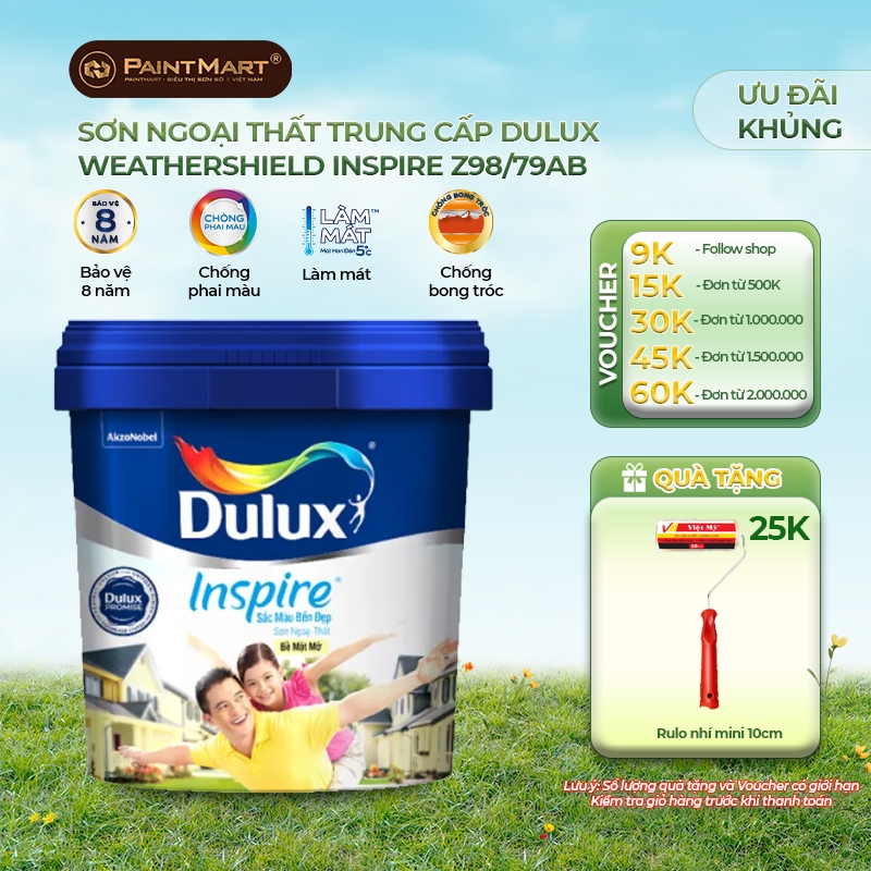 (5 LÍT) Sơn tường ngoài trời Dulux Inspire sắc màu bền đẹp (Sơn ngoại thất)