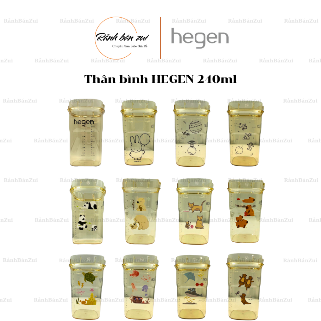 Thân bình sữa nhựa PPSU HEGEN 240ml – CAM KẾT CHÍNH HÃNG
