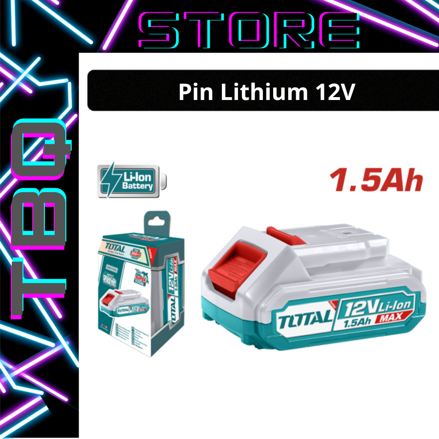Pin Lithium Total 12V 1.5Ah TBLI12151 có đèn LED báo dung lượng, tương thích mọi máy Total 12V