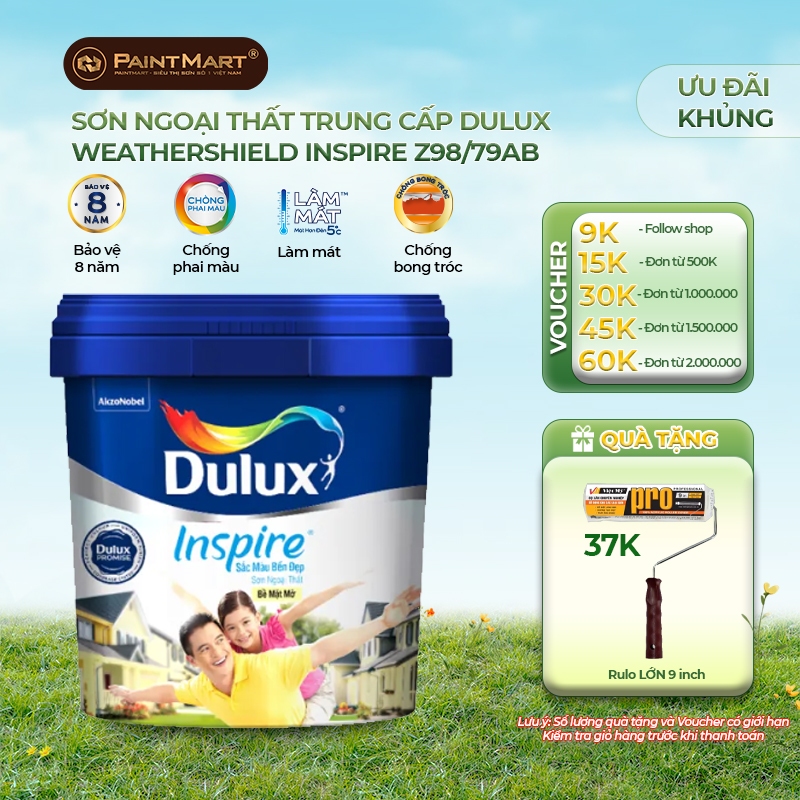 (15 LÍT) Sơn tường ngoài trời Dulux Inspire sắc màu bền đẹp (Sơn ngoại thất)