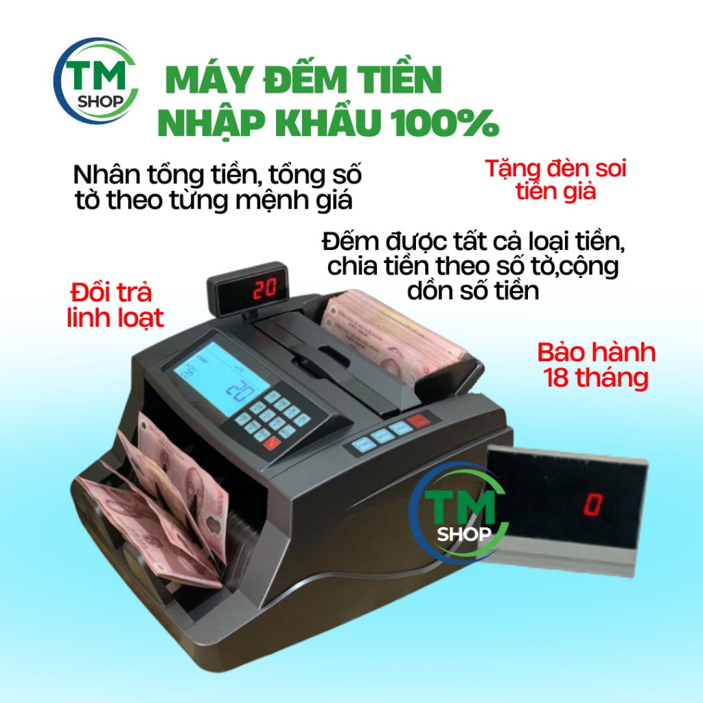 Máy đếm tiền NHẬP KHẨU giá rẻ có chức năng nhân tổng tiền theo từng mệnh giá polymer,XD-6300UV