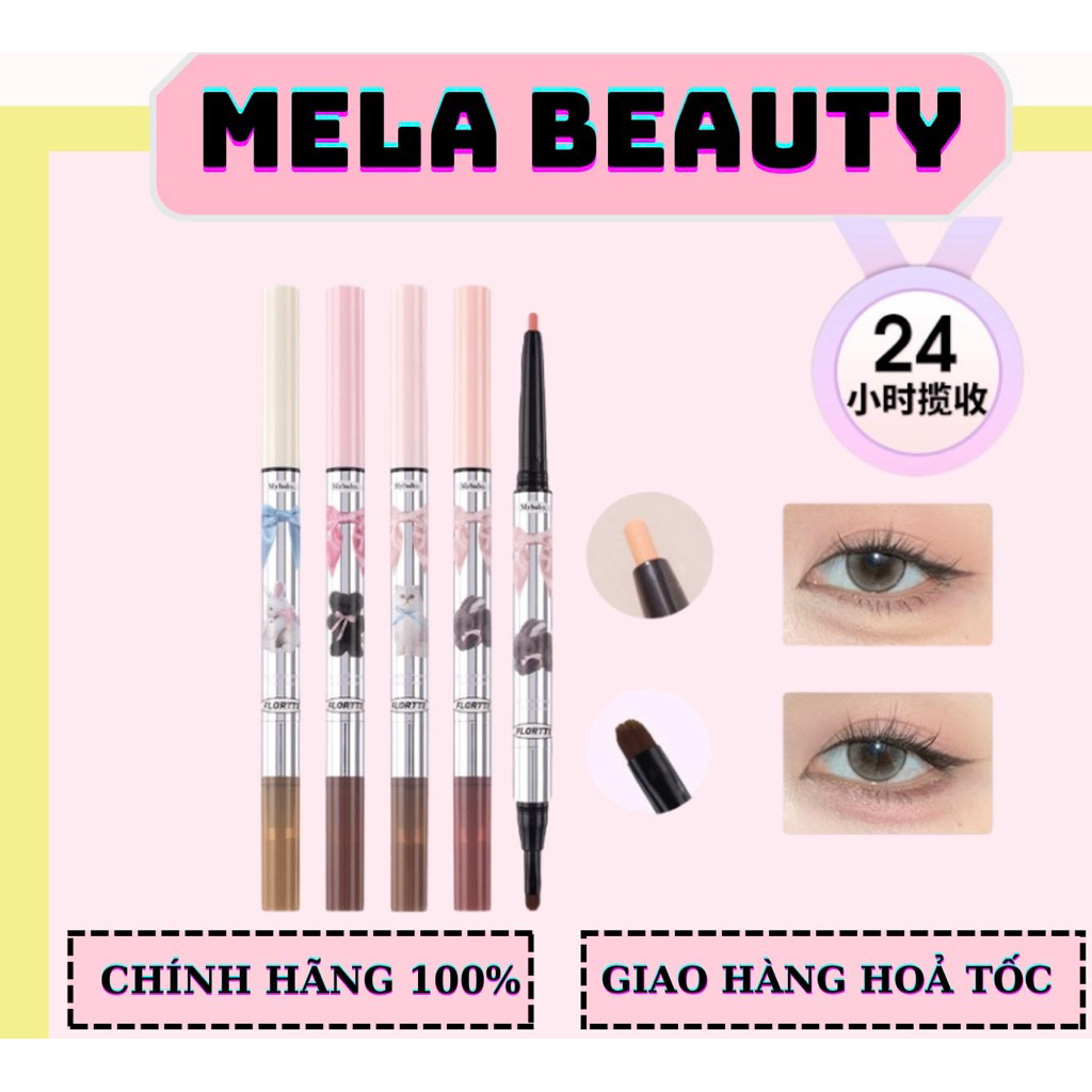[FLORTTE] Bút Kẻ Bọng Mắt 2 Đầu FLORTTE  Tạo Bọng Mắt Cười Tự Nhiên, 4 Màu Hot