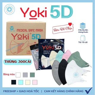 (Thùng 300 cái) Khẩu trang y tế kháng khuẩn 5D Mask Yoki 4 lớp, ngăn bụi mịn, chống UV chống virus