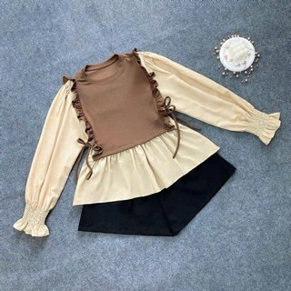  Set Bigsize Nữ Sơ Mi Tiểu Thư Dáng Baby Doll Bèo Xinh Ngọt Ngào Phối Quần Đùi Lưng Chun Thoải Mái SET SM40+Q500  