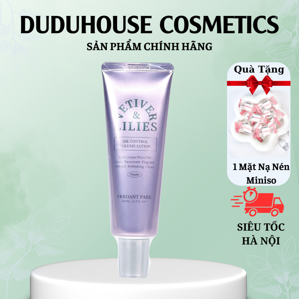 Lotion kiềm dầu phồng tóc VERDANT PARK Vetiver & Lilies Oil Control Volume Lotion 80ml