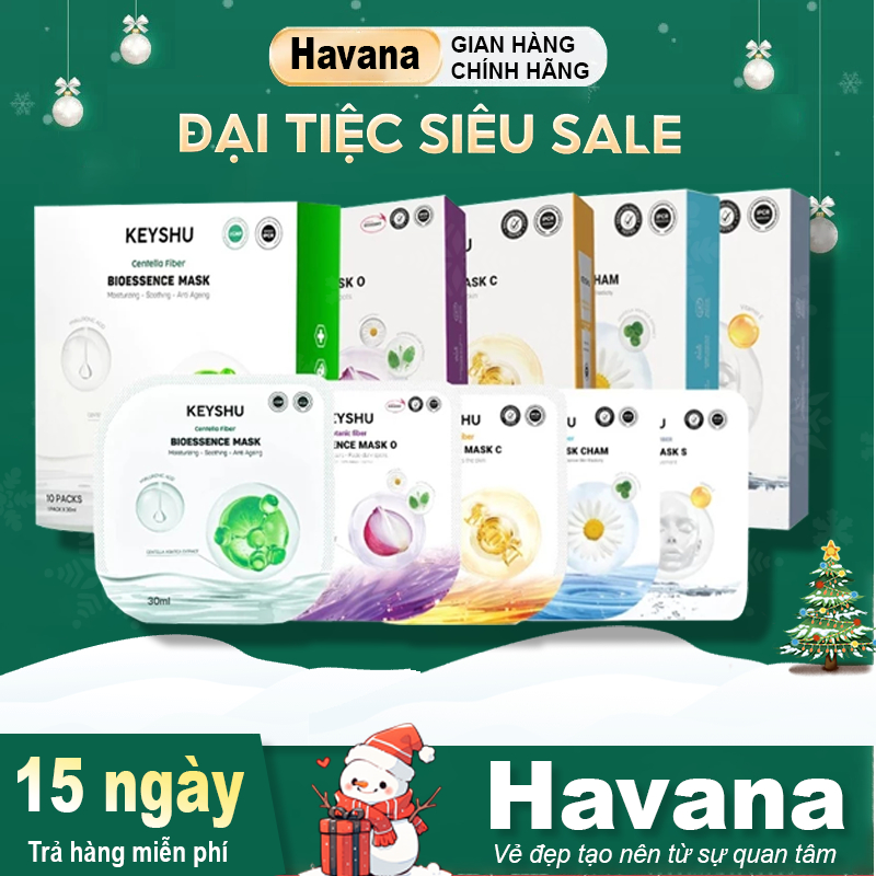  Mặt Nạ Keyshu Sợi Xơ Rau Má Cấp Ẩm Ngừa Lão Hóa 30ml 