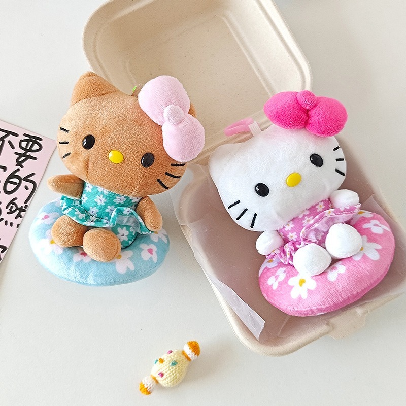 Móc Khóa Hawaii Hello Kitty – Móc Treo Balo Gấu Bông Kitty, Charm Trang Trí Túi & Chìa Khóa